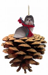 Pine Cone Shih Tzu Dog Christmas Ornament