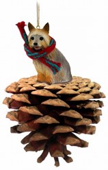 Pine Cone Silky Terrier Dog Christmas Ornament