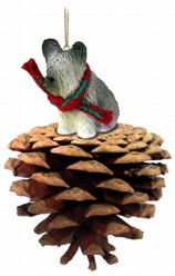 Pine Cone Skye Terrier Dog Christmas Ornament