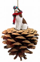 Pine Cone Springer Spaniel Dog Christmas Ornament