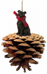 Pine Cone Staffordshire Bull Terrier Dog Christmas Ornament