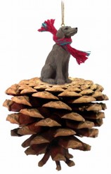 Pine Cone Weimaraner Dog Christmas Ornament