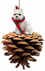 Pine Cone West Highland Terrier Dog Christmas Ornament