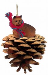 Pine Cone Yorkshire Terrier Dog Christmas Ornament