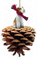 Pine Cone Wirehaired Fox Terrier Dog Christmas Ornament