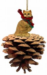 Pine Cone Orange Tabby Cat Christmas Ornament
