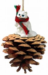 Pine Cone Persian Cat Christmas Ornament