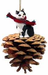 Pine Cone Manx Cat Christmas Ornament