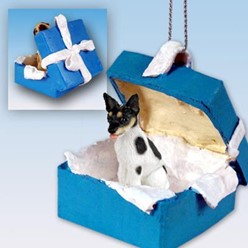 Rat Terrier Gift Box Holiday Ornament