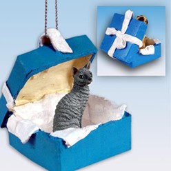 Cornish Rex Cat Gift Box Holiday Ornament
