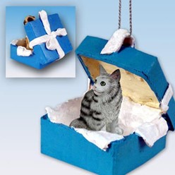 Maine Coon Cat Gift Box Holiday Ornament
