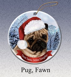 Pug Dear Santa Dog Christmas Ornament- Click for more breed colors