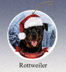 Rottweiler Dear Santa Dog Christmas Ornament