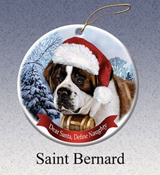 Saint Bernard Dear Santa Dog Christmas Ornament
