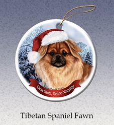 Tibetan Spaniel Dear Santa Dog Christmas Ornament
