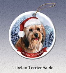 Tibetan Terrier Dear Santa Dog Christmas Ornament