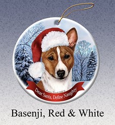 Basenji Dear Santa Dog Christmas Ornament- Click for more breed colors