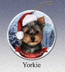 Yorkshire Terrier Dear Santa Dog Christmas Ornament