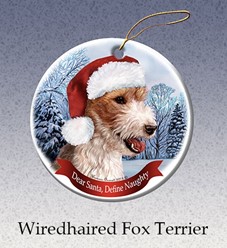 Wiredhaired Fox Terrier Dear Santa Dog Christmas Ornament