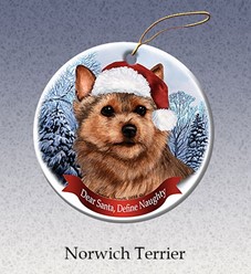 Norwich Terrier Dear Santa Dog Christmas Ornament