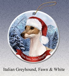 Italian Greyhound Dear Santa Christmas Ornament- Click for more breed colors