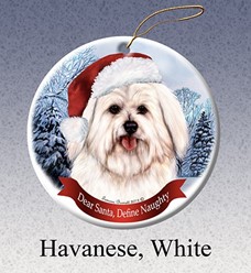 Havanese Dear Santa Dog Christmas Ornament- Click for more breed colors