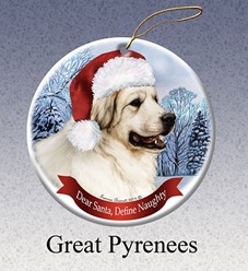 Great Pyrenese Dear Santa Dog Christmas Ornament