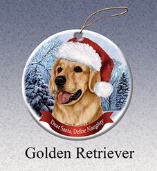 Golden Retriever Dear Santa Dog Christmas Ornament