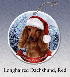 Dachshund Dear Santa Dog Christmas Ornament- Click for more breed colors