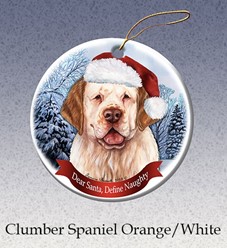 Clumber Spaniel Dear Santa Dog Christmas Ornament