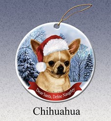 Chihuahua Shorthaired Dear Santa Christmas Ornament- click for breed colors