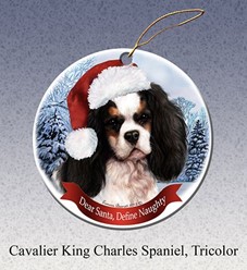 Cavalier King Charles Dear Santa Christmas Ornament - click for breed colors