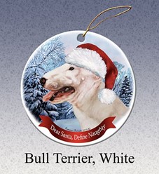 Bull Terrier Dear Santa Dog Christmas Ornament