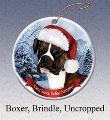 Boxer Uncropped Dear Santa Dog Christmas Ornament- Click for more breed colors