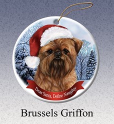 Brussels Griffon Dear Santa Dog Christmas Ornament