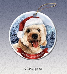 Cavapoo Dear Santa Dog Christmas Ornament