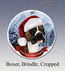 Boxer Cropped Dear Santa Dog Christmas Ornament- Click for more breed colors