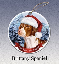 Brittany Dear Santa Dog Christmas Ornament