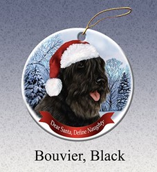 Bouvier Dear Santa Dog Christmas Ornament- Click for more breed colors