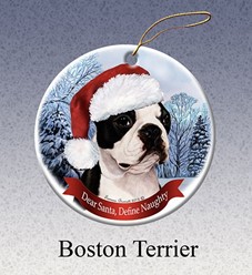 Boston Terrier Dear Santa Dog Christmas Ornament