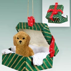 Goldendoodle Green Gift Box Christmas Ornament