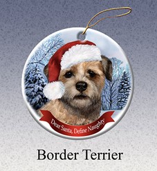 Border Terrier Dear Santa Dog Christmas Ornament