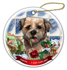 Border Terrier Santa I Can Explain Dog Christmas Ornament