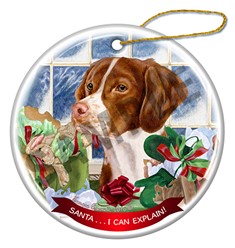 Brittany Santa I Can Explain Dog Christmas Ornament