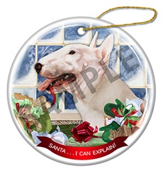 Bull Terrier Santa I Can Explain Dog Christmas Ornament