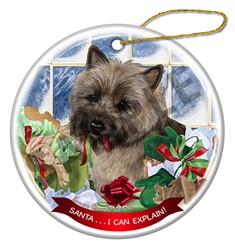 Cairn Terrier Santa I Can Explain Dog Christmas Ornament - click for more colors