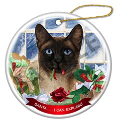 Siamese Seal Point Cat Christmas Santa I Can Explain Ornament
