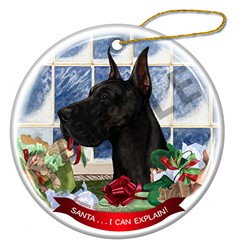 Great Dane Cropped Santa I Can Explain Dog Ornament - click for breed colors