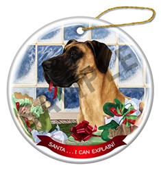 Great Dane Uncropped Santa I Can Explain Ornament - click for more breed colors