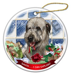 Irish Wolfhound Santa I Can Explain Dog Ornament - click for breed colors